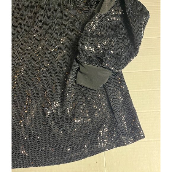 Nine West Womens Mesh Sheer Sequin Bling Long Sleeve Top Black 1X US Size 20/22 - Picture 7 of 11